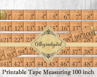 Vintage Tape Measure measuring 100 inch old printable paper craft art hobby crafting scrapbooking instant download digital collage sheet