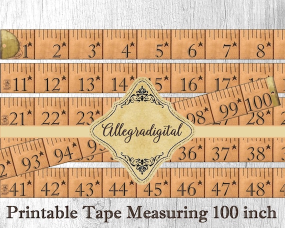 Vintage Tape Measure Measuring 100 Inch Old Printable Paper Craft Art Hobby  Crafting Scrapbooking Instant Download Digital Collage Sheet 