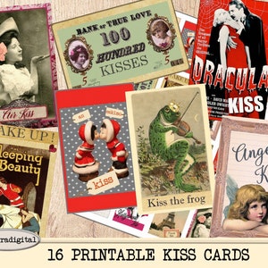 Inspirational and Motivational Kiss Printable Sticker Sheet - Print at Home vintage cards paper good journal tags scrapbooking junk journal