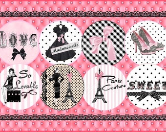 PARIS MAPS Printable Digital Collage 1 Inch Circle Paris - Etsy