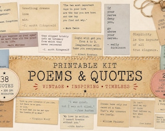 Printable Book Quotes Stickers Typewriting stickers,Famous words, Journal stickers,Typewriting planner stickers, clipart poems.