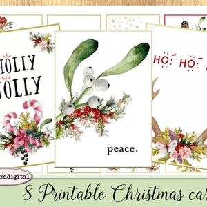 images digitales cartes de Noël, carte de voeux, carte de nouvel an, carte à imprimer scrapbooking junk journal spot journal journaling
