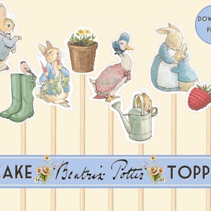 Peter Rabbit Cupcake Toppers Peter Rabbit and Friends fussy cuts Instant Download, Peter Rabbit Party Digital collage sheet