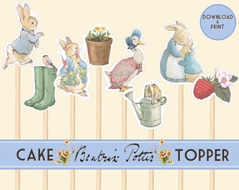 Peter Rabbit Cupcake Toppers Peter Rabbit and Friends fussy cuts Instant Download, Peter Rabbit Party Digital collage sheet