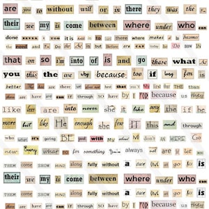 Feuille de collage digital mots, phrase citation rétro, vintage, scrapbooking, art numérique, junk journal, journaling image 3