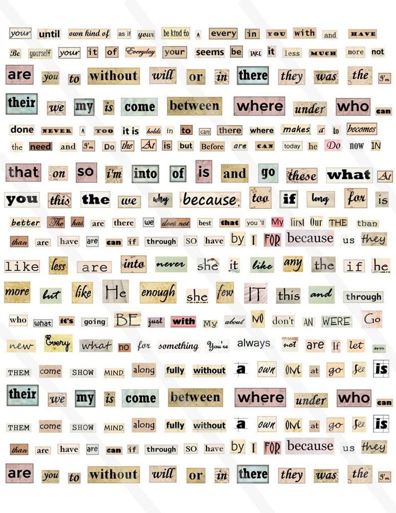 Feuille de collage digital mots, phrase citation rétro, vintage, scrapbooking, art numérique, junk journal, journaling image 3