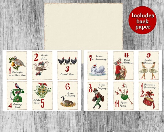 Printable 12 Days Of Christmas Cards 12 Days Of Christmas Bingo Cards