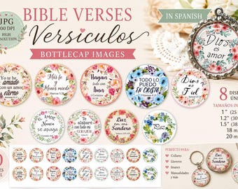 Spanish Bibles verses circles versículos Printable download BIBLE VERSES circle images for round pendants, spanish scripture art