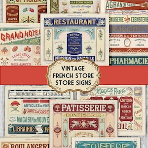 Vintage French Store Signs – Printable Antique Paper Collection - Allegradigital