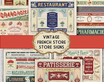 Vintage French Ephemera, retro Store Signs Ephemera, Printable Antique Paper Collection, Allegradigital