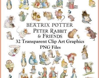 Digitale Collage Beatrix Potter Peter Rabbit, digitale Bilder, Clipart-Karte Scrapbooking PNG JPEG Junk Journal Journaling Spot