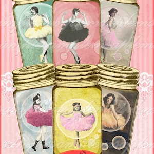 Ballerina Printable, Digital Tags, Mason Jar Tags, Junk Journal Tags, Printable Ephemera, collage sheet Instant Download, ballet dancers