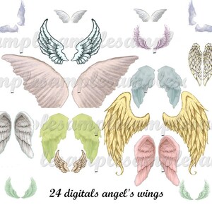 Feuille de Collage digitale rétro  Ailes d'anges",  vintage, rétro, ange, aile, scrapbooking, images digitales