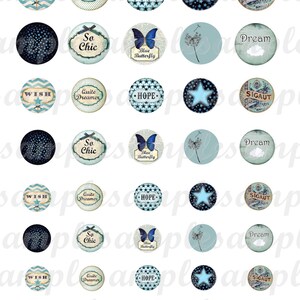 Digital Collage Sheet Circles One Inch Circles Bottlecap - Etsy