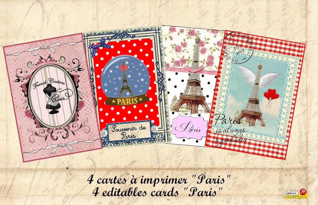 Digital Collage Sheet Paris Printable Images Instant Download Large ...