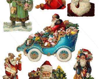 Santa Claus vintage clip art Digital Collage Sheet Victorian Santa Clip art for Card Making Decoupage christmas journal