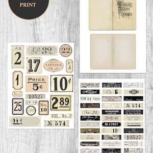 Black Ephemera Pack Instant Download, Printable, Digital Collage, Diary ...