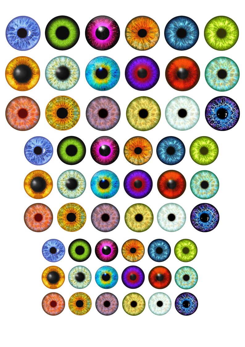 Eyes Digital Collage Sheet iris bottle cap images 1\