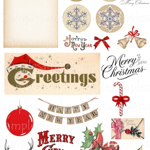 Images digitales Noël images Noël à imprimer scrapbooking carte postale