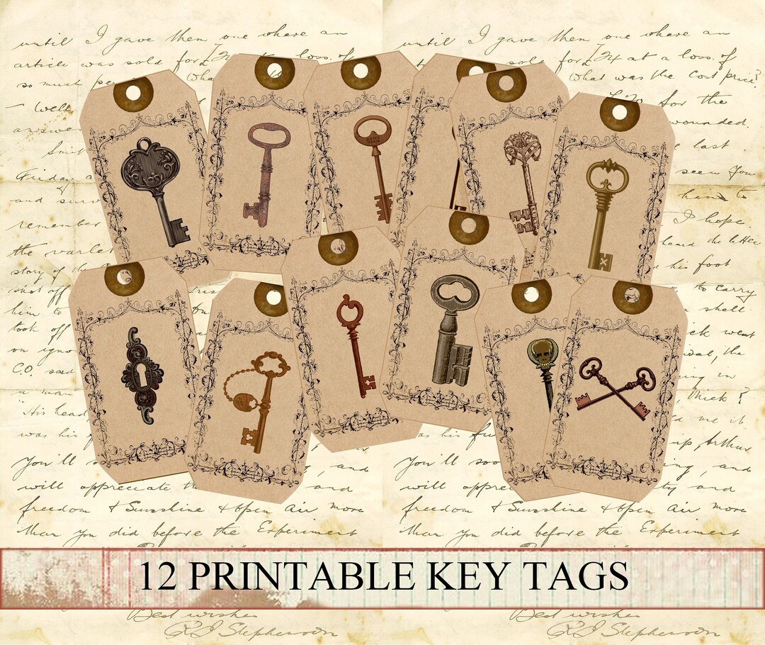 Key Tags Printable Gift Tags Instant Download Digital Collage Sheet ...