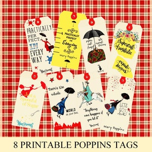 Mary Poppins Tags printable gift tags hang tags journaling journal craft hobby crafting scrapbooking instant download digital collage sheet