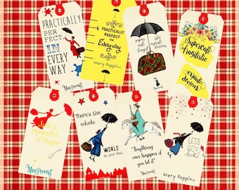Mary Poppins Tags printable gift tags hang tags journaling journal craft hobby crafting scrapbooking instant download digital collage sheet