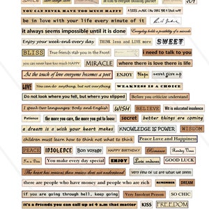 Printable Phrases Words Quotes Kit Digital Collage Sheet Inspirational ...
