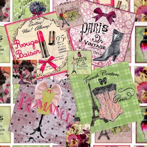 Digital Collage Sheet scrabble Art Slide Images 1 X 1 and 1.5 X1.5 Corset Instant Download dowloadable images scrabble images corset vintage