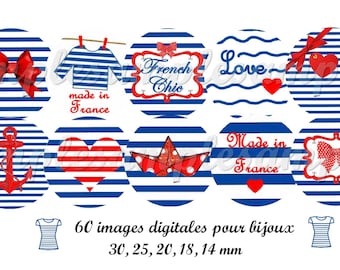 images digitales cabochon marin mer ancre marine, bleu blanc, été, collage digital image cabochon images bijoux scrapbooking Allegra digital