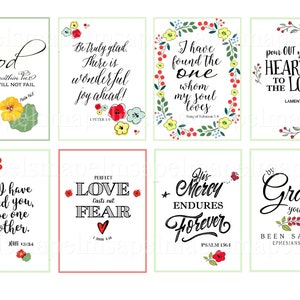 Versículos de la Biblia Etiquetas hoja de collage Tarjetas de felicitación de las Escrituras imprimibles descargas de versículos de la Biblia Imprimir en casa