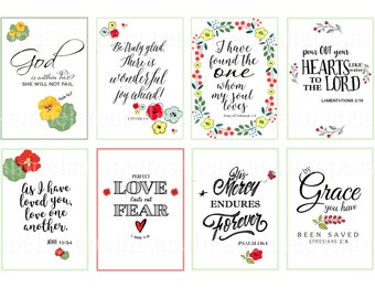 Bible Verses Tags collage sheet Printable Scripture greeting cards bible verses downloads  Print at Home Allegradigital images