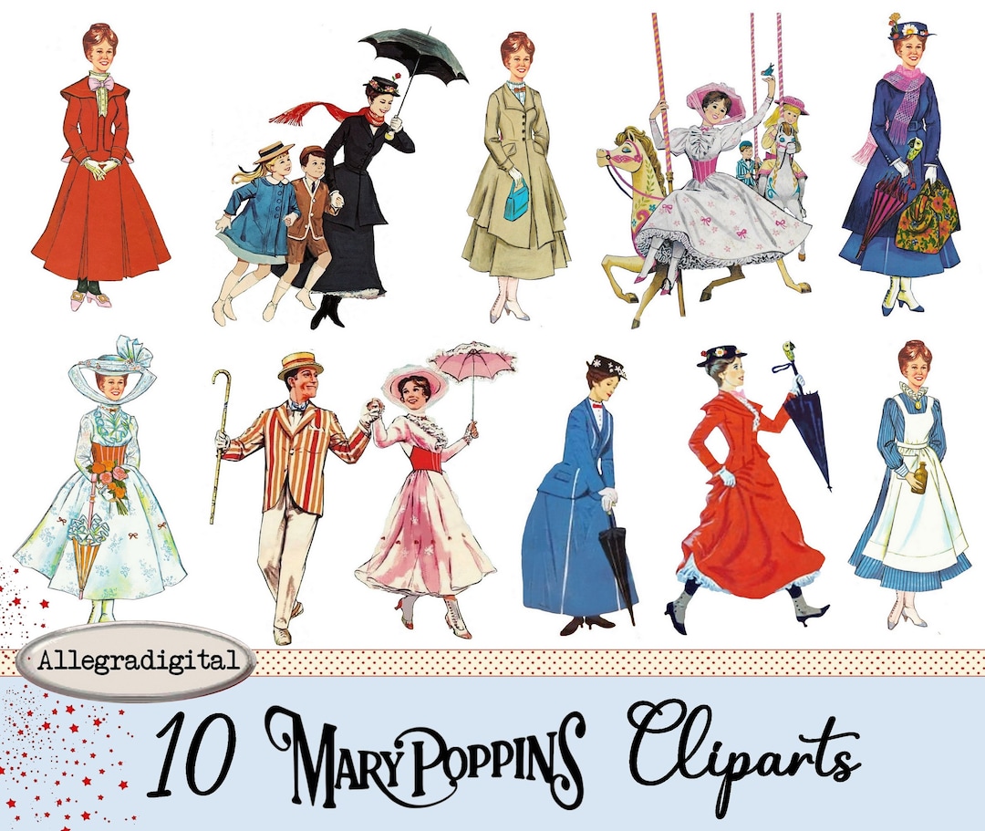Vintage Mary Poppins Clipart Digital Images for Scrapbooking Card ...