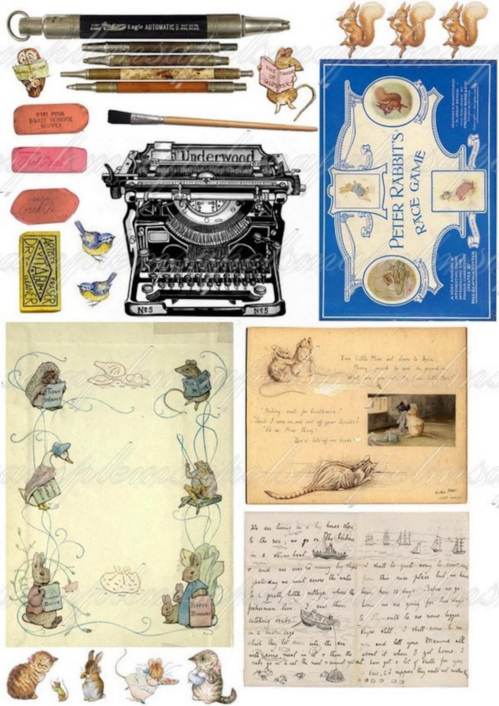 Peter Rabbit Ephemera Pack Beatrix Potter Digital Collage - Etsy