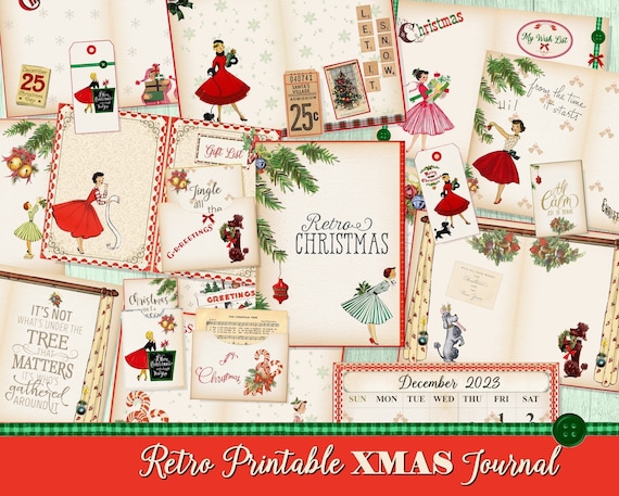 Retro Christmas Journal Kit Vintage Christmas Junk Journal - Etsy