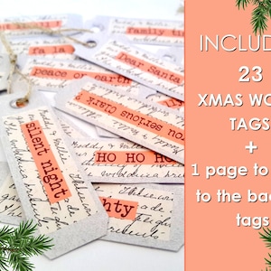 Christmas Word Tags, Christmas decor, Junk Journal, Embellishment, Ephemera, digital Words, Printable, Digital Download Christmas small tags
