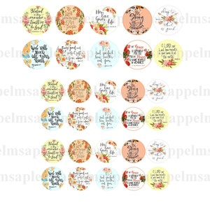 BIBLE VERSES Circles 1 + 1.2 Inch (25 Mm, 30 Mm) Printable Bible Verses ...