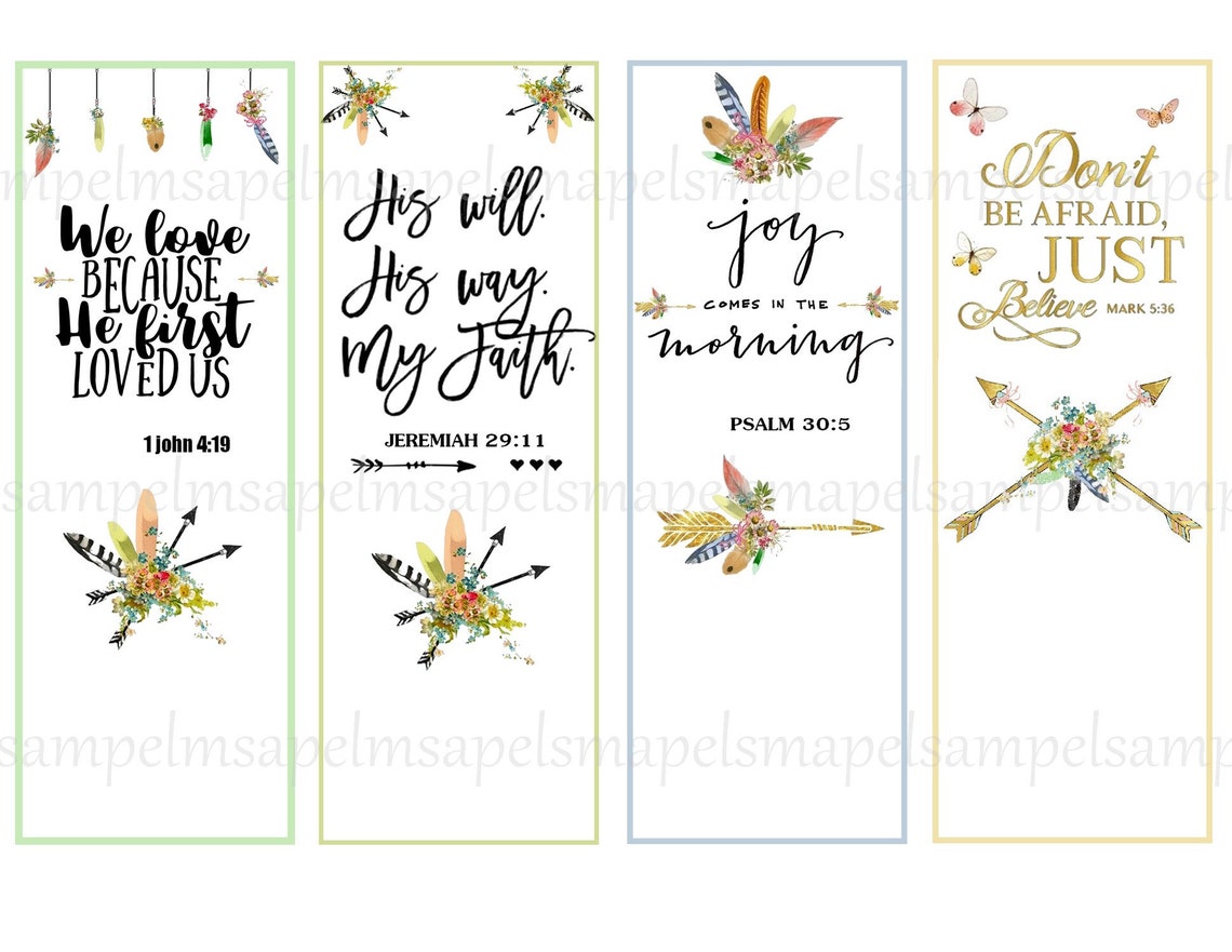 Bible Bookmarks Printable Set of 8 Printable Bookmarks | Etsy