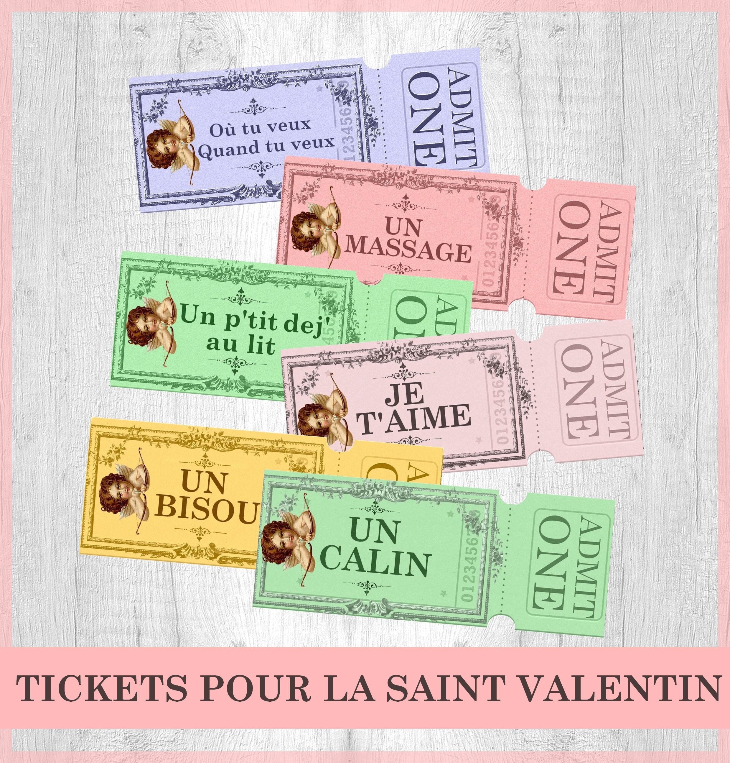 Tickets Vintage A Imprimer Tickets Amour Saint Valentin Etsy Denmark