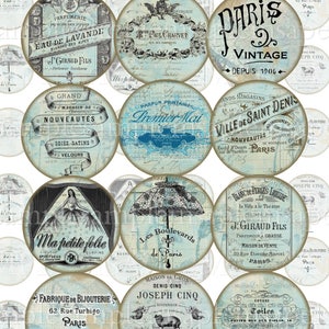 Images digitales vintage French Blue images pour cabochon images bijoux magnets badge collage digital images à imprimer
