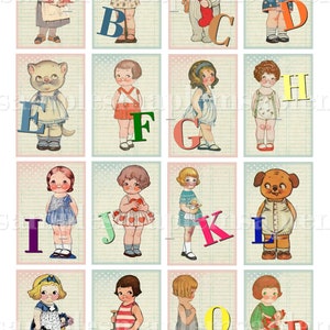 Images digitales alphabet Dolly Dingle alphabet vintage, carte alphabet rétro à imprimer allegra digital