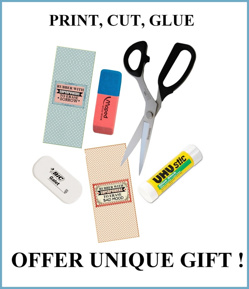 RUBBER WITH SUPERPOWERS Inspirational and Motivational Printable Sticker Rubber Print at Home Unique Christmas gift