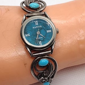 Authentic Native Brand Turquoise and Sterling Silver Wrist Watch