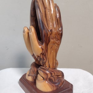 Vintage Praying Hands Carved From Authentic Olive Wood From Holy Land