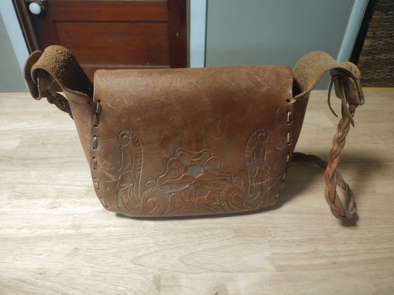 Vintage Tooled Leather Crossbody With The Name Co… - image 2