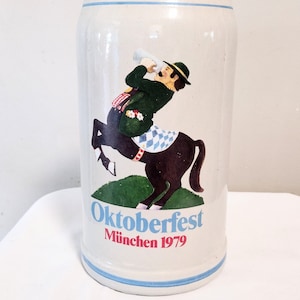 Vintage Oktoberfest Munich 1979 Jahreskruge Beer Stein Fritz Wagner Rastal 1L Munchen