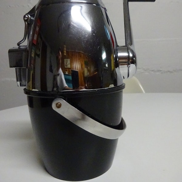 Vintage Ice-o-Mat Bucketeer Manual Ice Crusher Chrome & Black Model 480 Made by Rival 1950's, Mid Century, Retro Barware FREE SHIPPING
