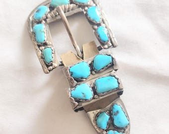 Vintage Angelita Cheama Sterling Silver Zuni Turquoise Belt  display picture 1