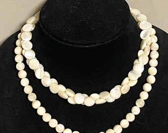 Vintage Sterling Silver MOP Mother Of Pearl Necklace Pair