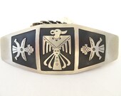 Native American Thunderbird Kachina Stretch Belt Nickel Silver - FREE SHIPPING