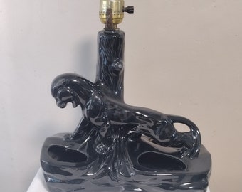 Mid Century Crouching Black Panther TV Lamp and Planter - FREE SHIPPING
